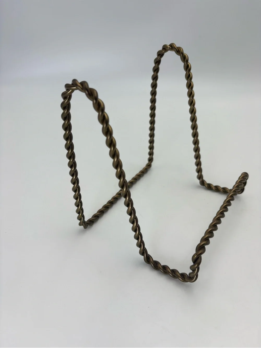 Vintage Sturdy Twisted Metal Display Stand - Brass Colored Finish